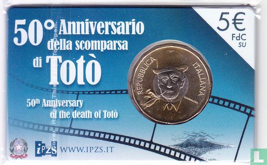 Italië 5 euro 2017 (coincard) "50th anniversary of the death of Totò" - Afbeelding 1