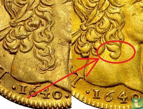 France 1 louis d'or 1640 (mèche courte) - Image 3