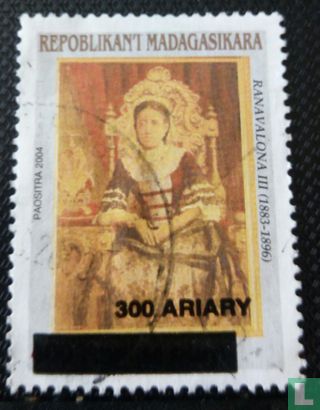 Koningin Ranavalona III, met opdruk