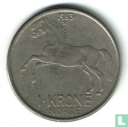 Noorwegen 1 krone 1963 - Afbeelding 1