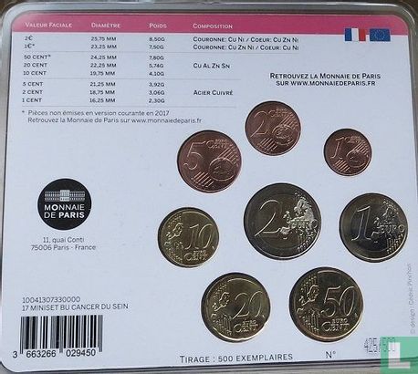 France mint set 2017 "25 years of the creation of the Pink Ribbon - Fight against Breast Cancer" - Image 2
