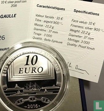 France 10 euro 2016 (PROOF) "Le Charles de Gaulle" - Image 3