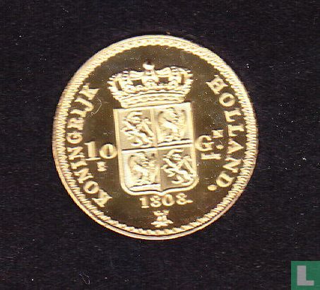 Nederland 10 gulden 1808 Lodewijk Napoleon "herslag" goud  - Image 2