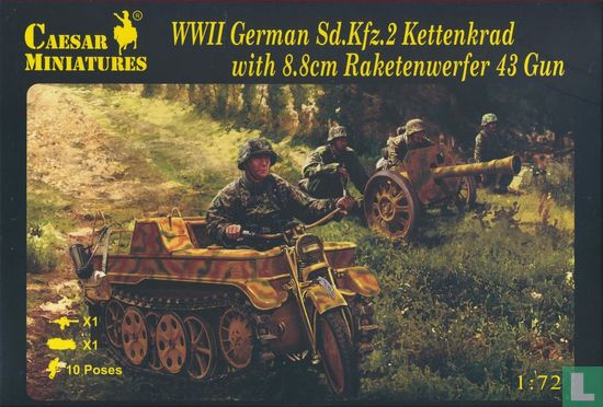 WWII German Sd.Kfz.2 Kettenkrad with 8.8cm Raketenwerfer 43 Gun - Afbeelding 1