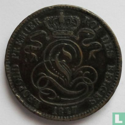 Belgie 10 centimes 1847/37 (met punt) - Afbeelding 1