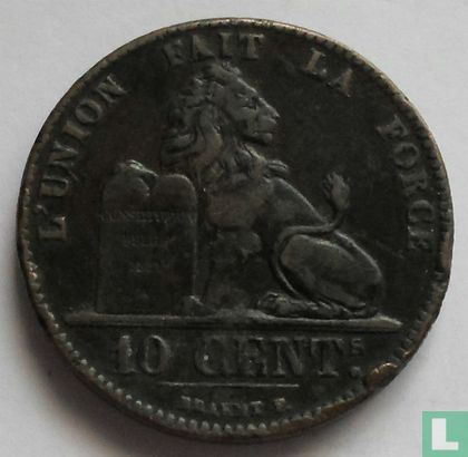 Belgie 10 centimes 1847/37 (met punt) - Afbeelding 2