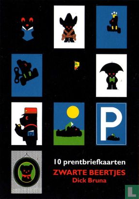 Zwarte Beertjes -10 prentbriefkaarten Zwarte Beertjes Dick Bruna (cover van mapje) - Afbeelding 1