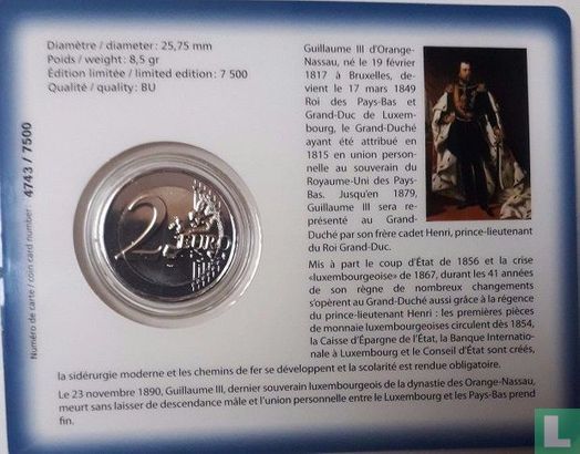 Luxemburg 2 euro 2017 (coincard) "200th anniversary of the birth of Grand Duke Guillaume III" - Afbeelding 2