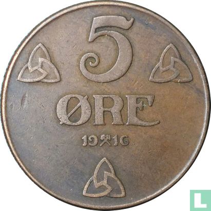 Norway 5 øre 1916 - Image 1
