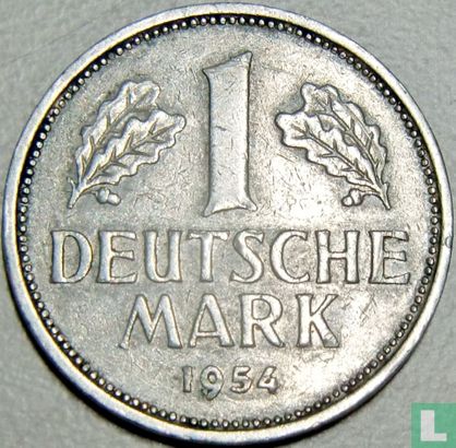 Duitsland 1 mark 1954 (D) - Afbeelding 1