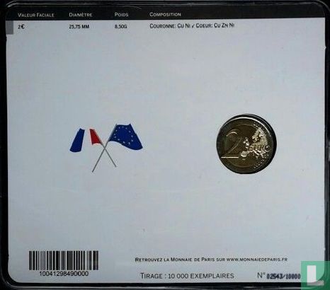 Frankrijk 2 euro 2015 (coincard) "30th anniversary of the European Union flag" - Afbeelding 2