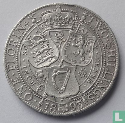 United Kingdom 1 florin 1893 - Image 1