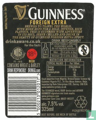 Guinness Foreign Extra (Nigeria)   - Image 2