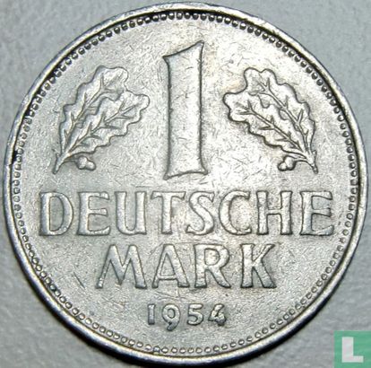 Germany 1 mark 1954 (F) - Image 1