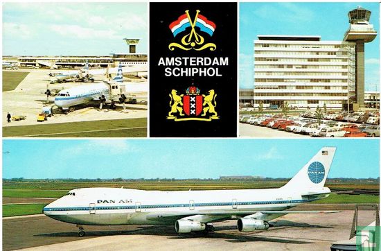 Flughafen Amsterdam-Schiphol / Pan Am Boeing 747 + KLM Lockheed L-188 - Afbeelding 1