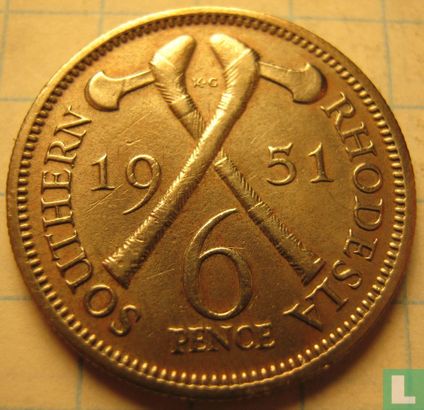 Zuid-Rhodesië 6 pence 1951 - Afbeelding 1