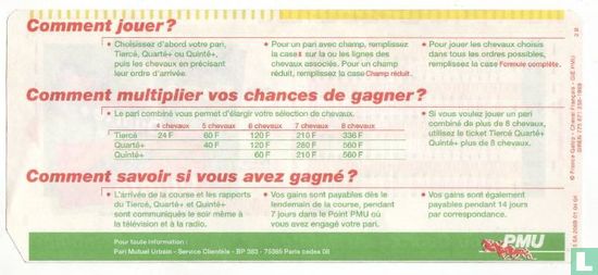 Ticket PMU - Tiercé ou Quarté + ou Quinté + (obsolète) - Afbeelding 2