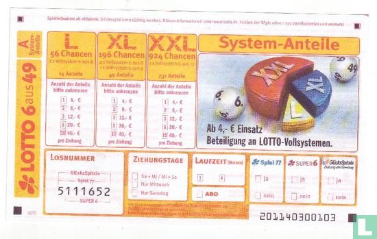 Lotto 6aus49 - System-Anteile (bw) - Image 1