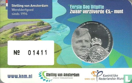 Netherlands 5 euro 2017 (coincard-first day of issue) "Stelling van Amsterdam" - Image 2