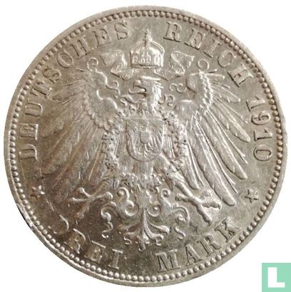 Württemberg 3 mark 1910 - Afbeelding 1