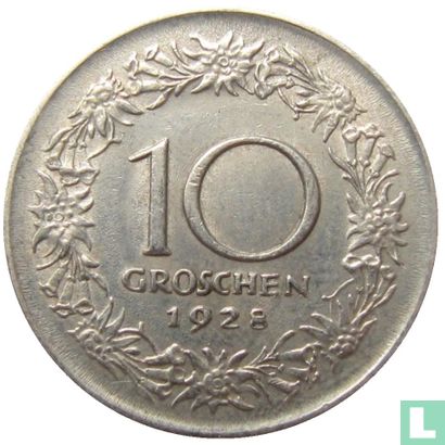 Austria 10 groschen 1928 - Image 1
