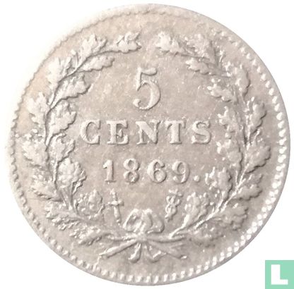 Nederland 5 cents 1869 - Afbeelding 1