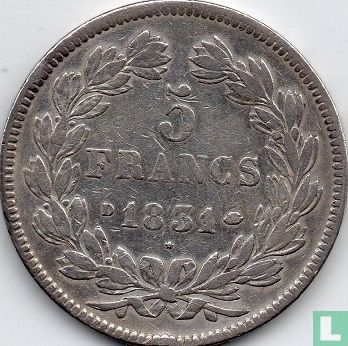 Frankrijk 5 francs 1831 (Tekst incuse - Gelauwerde hoofd - D) - Afbeelding 1
