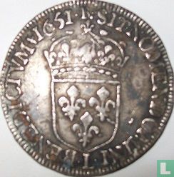 France ¼ écu 1651 (L) - Image 1