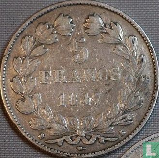 Frankrijk 5 francs 1847 (K) - Afbeelding 1