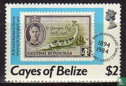 90 Jahre Stempel auf Cayes von Belize