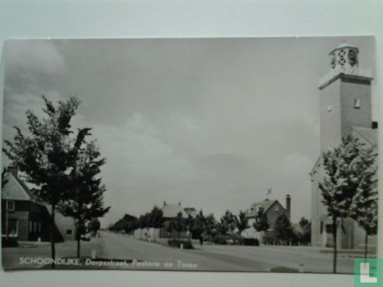 Dorpsstraat, Pastorie en Toren - Afbeelding 1