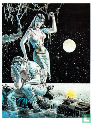 Man en vrouw bij rivier - Volle maan - Afbeelding 1
