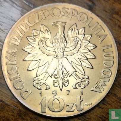Poland 10 zlotych 1971 (trial - copper-nickel) "FAO - Baby sucking breast" - Image 1