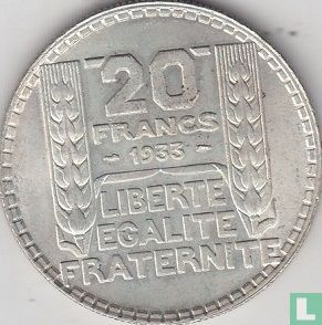 Frankrijk 20 francs 1933 (korte laurierbladeren) - Afbeelding 1