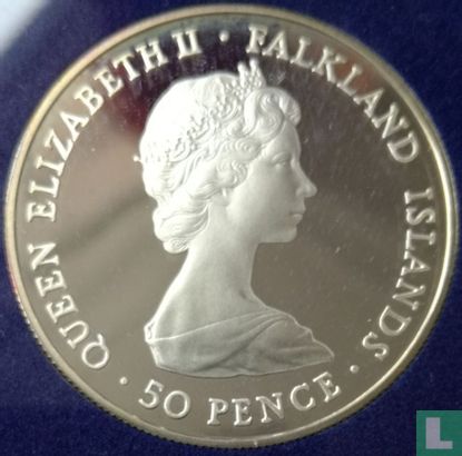 Falkland Islands 50 pence 1982 (PROOF - silver) "Falkland's liberation from Argentine forces" - Image 2
