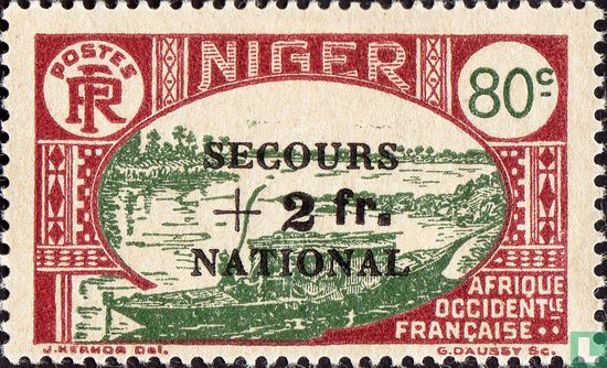 Boot op de Niger, met opdruk