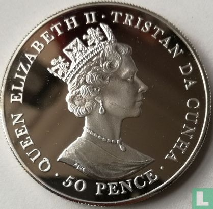 Tristan da Cunha 50 Pence 2001 "75th Birthday of Queen Elizabeth II" - Bild 2