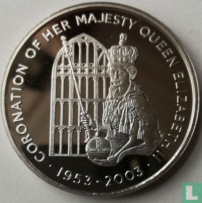 Sint-Helena 50 pence 2003 "50th anniversary Coronation of Queen Elizabeth II - Queen with scepter and orb" - Afbeelding 1