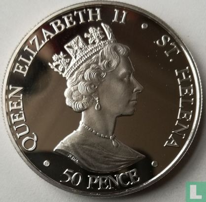 Sint-Helena 50 pence 2003 "50th anniversary Coronation of Queen Elizabeth II - Queen with scepter and orb" - Afbeelding 2