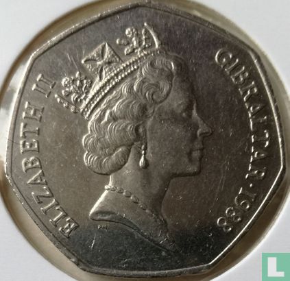 Gibraltar 50 pence 1988 (AA) - Image 1