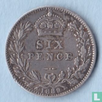 Royaume-Uni 6 pence  1889 - Image 1