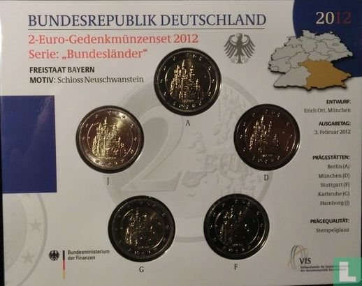 Germany mint set 2012 "Neuschwanstein Castle - Bavaria" - Image 1