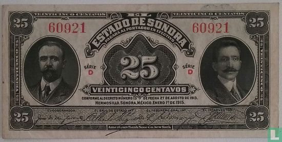 Mexique 25 vosges Cent 1915 - Image 1