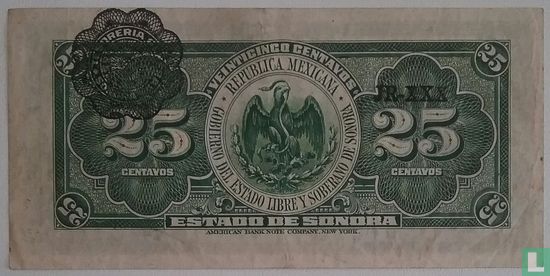 Mexique 25 vosges Cent 1915 - Image 2