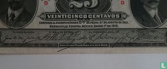 Mexique 25 vosges Cent 1915 - Image 3