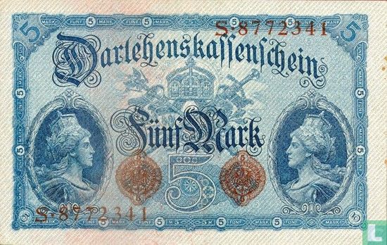Reichsschuldenverwaltung, 5 Mark 1914 (B) - Bild 2