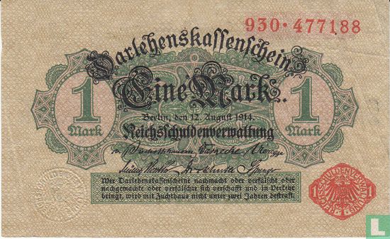 Reichsschadenverwaltung, 1 Mark 1914 (P.51 - Ros.51c) - Image 1