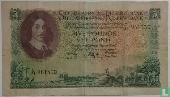 Afrique du Sud 5 Pounds 1954 - Image 1
