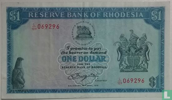 Rhodesië 1 Dollar - Afbeelding 1