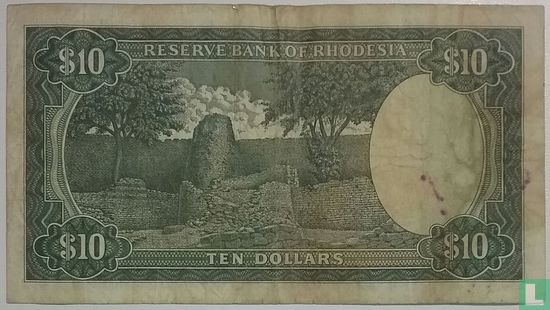 Rhodesia 10 Dollars 1975 - Image 2